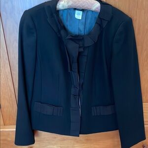 Elegant J Crew Black Ruffled Wool Women's Blazer Jacket. Size 4.
